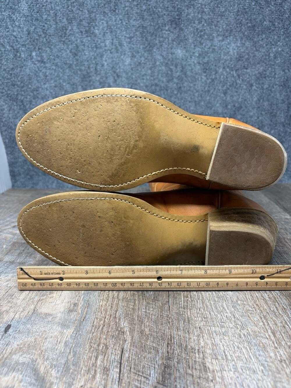 Vintage Acme Cowboy Western Mens 10 D Boots Tan Brown marbled leather USA MADE - Picture 10 of 16